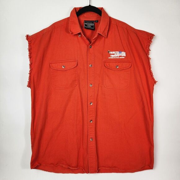 Tribute To Troops Vest Mens 2XL Motorcycle Punk Army Grunge Bikercore Distressed - Picture 2 of 15